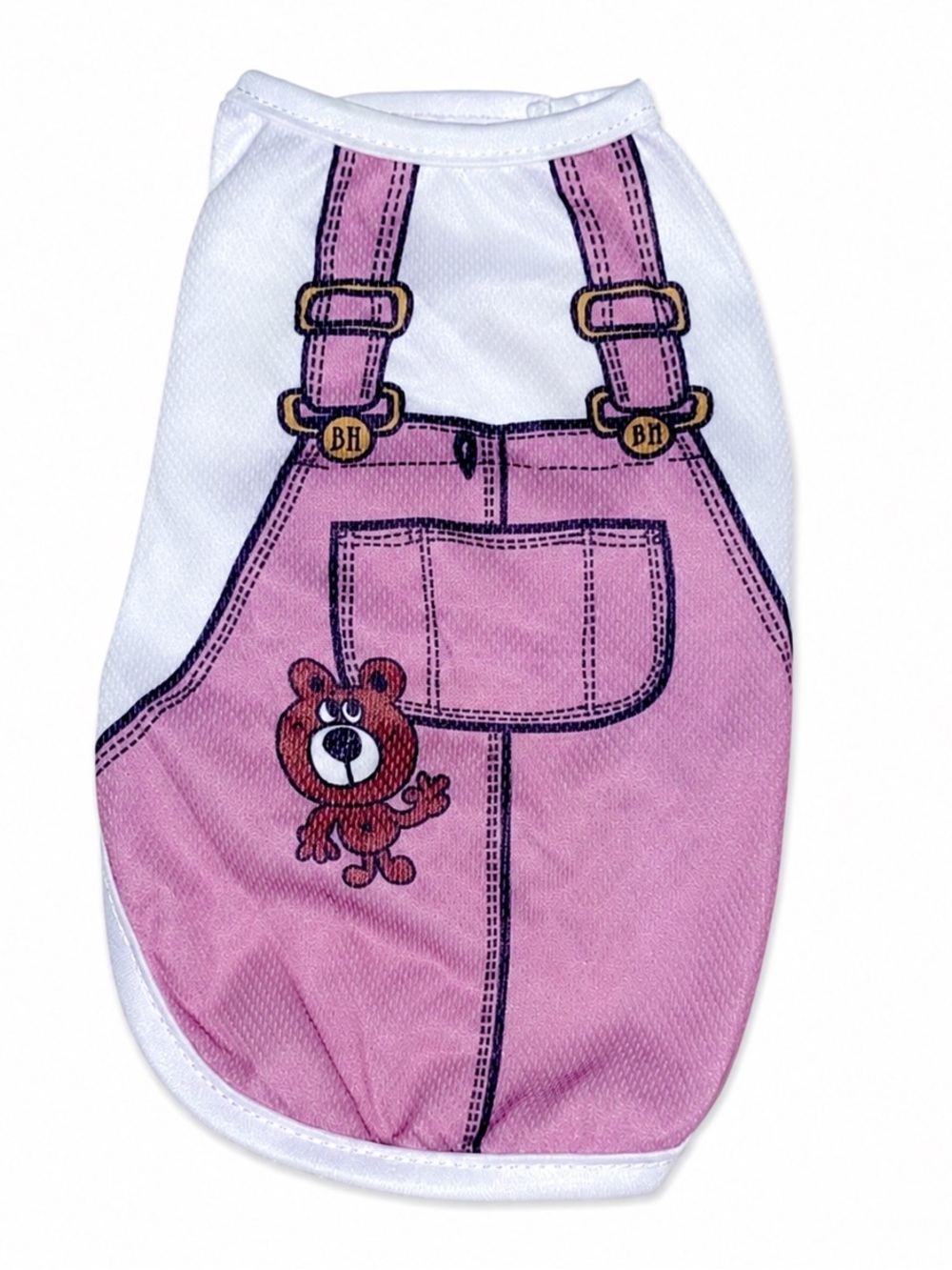 🐻 Pink Bear Overall Print Dog Shirt NEW